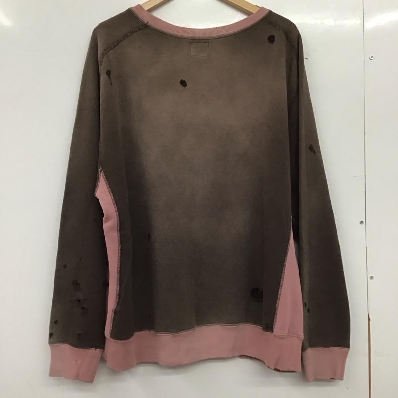 ニードルス Needles トレーナー 長袖 pu292 長袖トレーナー スウェット クルーネック プルオーバー 2ToneCrewneck L ダメージ加工 桃 / ピンク / pink メンズ USED 古着 中古 10153297