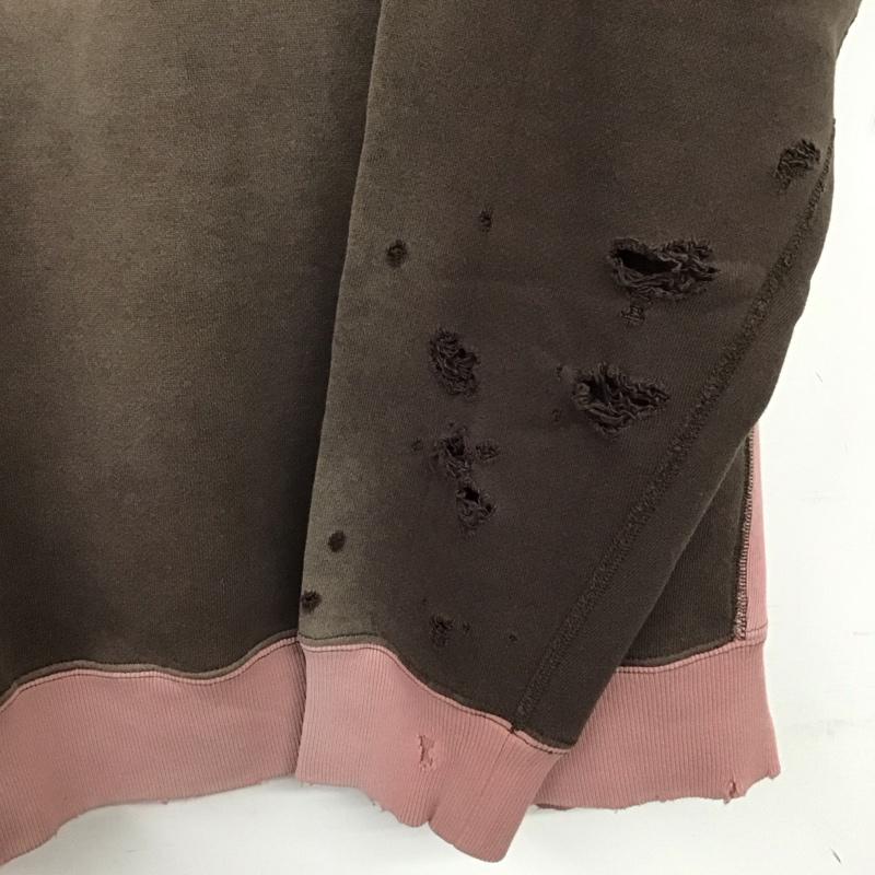 ニードルス Needles トレーナー 長袖 pu292 長袖トレーナー スウェット クルーネック プルオーバー 2ToneCrewneck L ダメージ加工 桃 / ピンク / pink メンズ USED 古着 中古 10153297