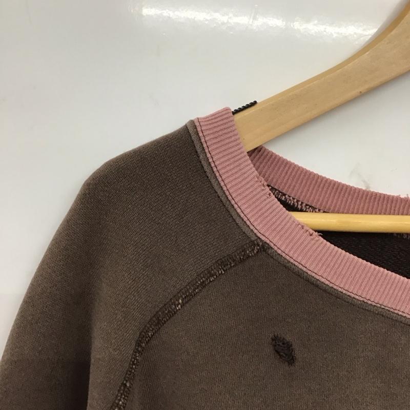 ニードルス Needles トレーナー 長袖 pu292 長袖トレーナー スウェット クルーネック プルオーバー 2ToneCrewneck L ダメージ加工 桃 / ピンク / pink メンズ USED 古着 中古 10153297