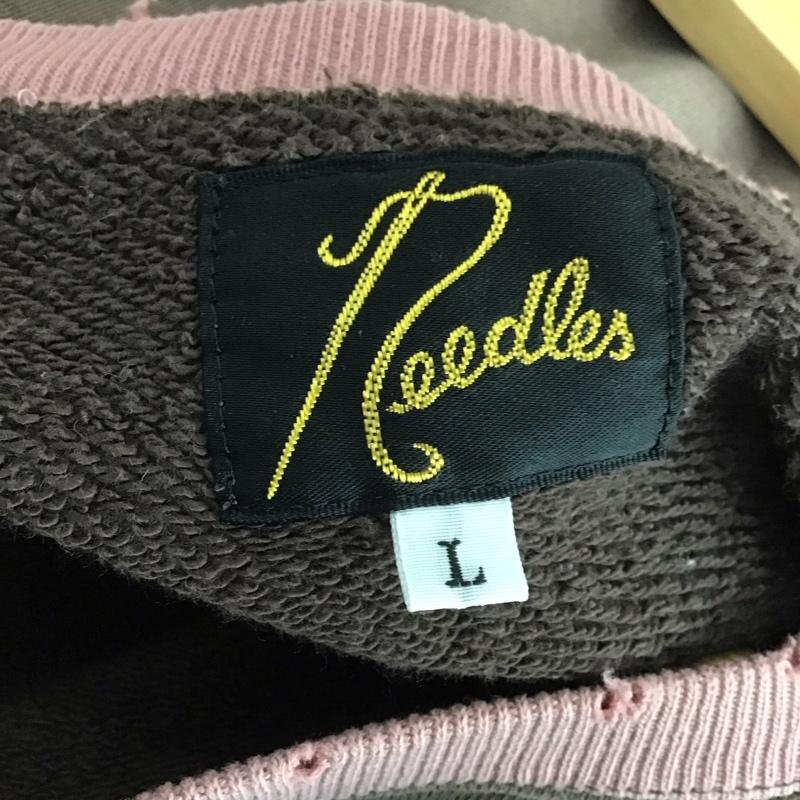 ニードルス Needles トレーナー 長袖 pu292 長袖トレーナー スウェット クルーネック プルオーバー 2ToneCrewneck L ダメージ加工 桃 / ピンク / pink メンズ USED 古着 中古 10153297