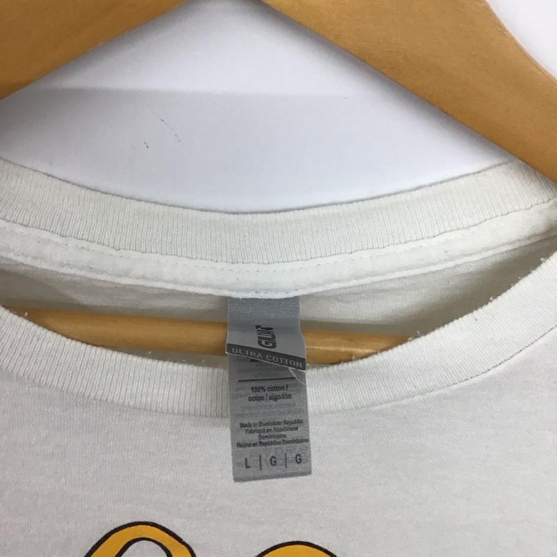 ギルダン GILDAN Tシャツ 半袖 半袖カットソー プリントTシャツ クルーネックカットソー L プリント 白 / ホワイト / white メンズ USED 古着 中古 10153313