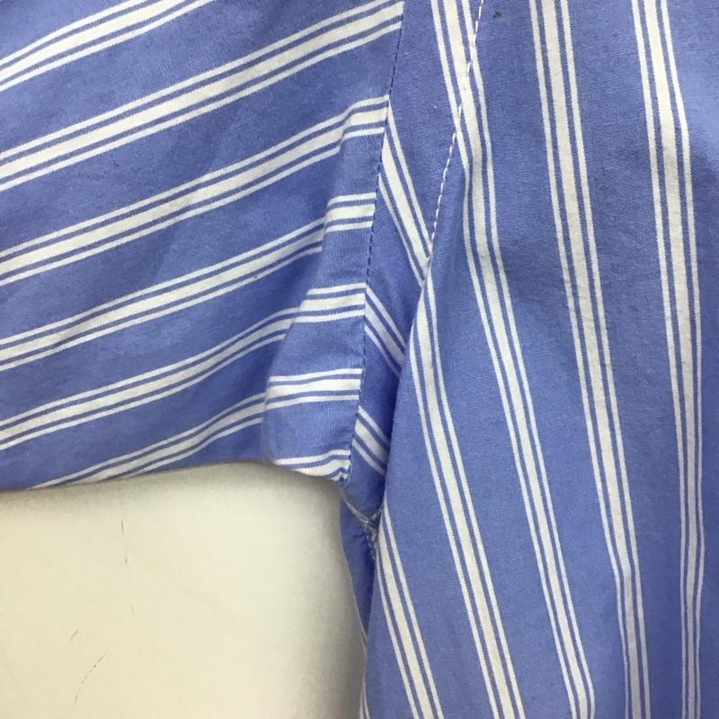 グリーンレーベルリラクシング green label relaxing シャツ、ブラウス 長袖 長袖シャツ ストライプシャツ ノーカラーシャツ L ストライプ 白 / ホワイト / white X 水色 / ライトブルー / メンズ USED 古着 中古 10153319