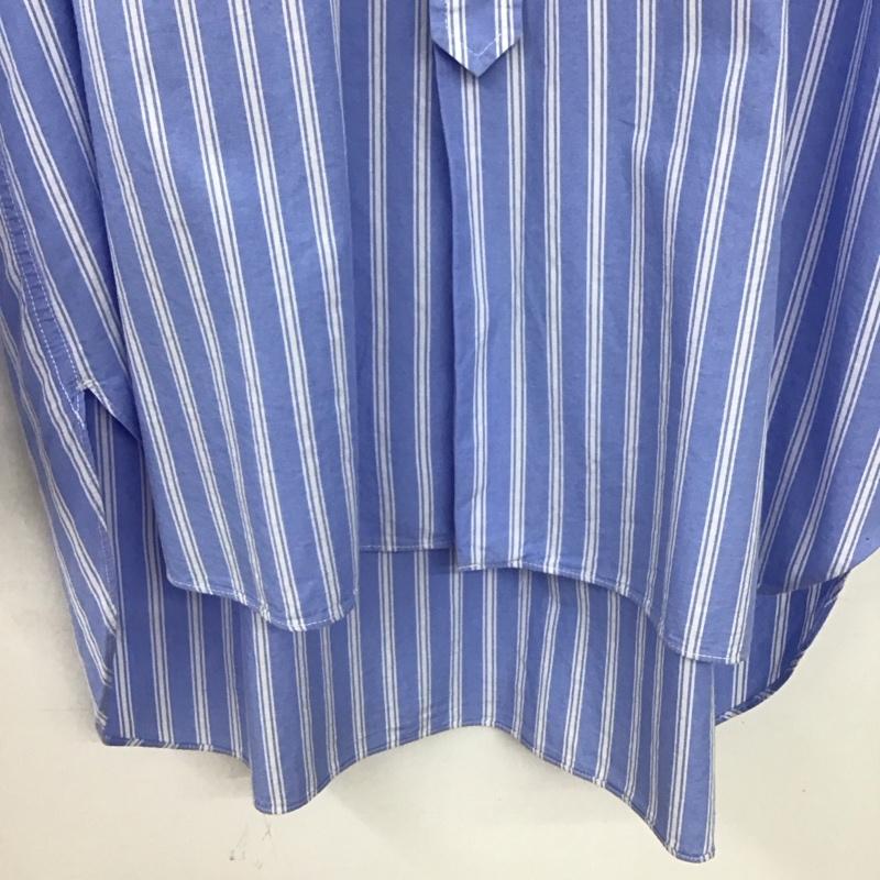 グリーンレーベルリラクシング green label relaxing シャツ、ブラウス 長袖 長袖シャツ ストライプシャツ ノーカラーシャツ L ストライプ 白 / ホワイト / white X 水色 / ライトブルー / メンズ USED 古着 中古 10153319