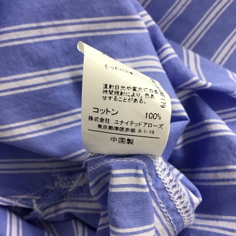 グリーンレーベルリラクシング green label relaxing シャツ、ブラウス 長袖 長袖シャツ ストライプシャツ ノーカラーシャツ L ストライプ 白 / ホワイト / white X 水色 / ライトブルー / メンズ USED 古着 中古 10153319