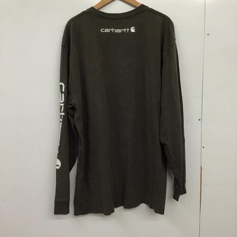 カーハート Carhartt カットソー 長袖 長袖カットソー プリントカットソー クルーネック XL プリント 茶 / ブラウン / brown メンズ USED 古着 中古 10153344