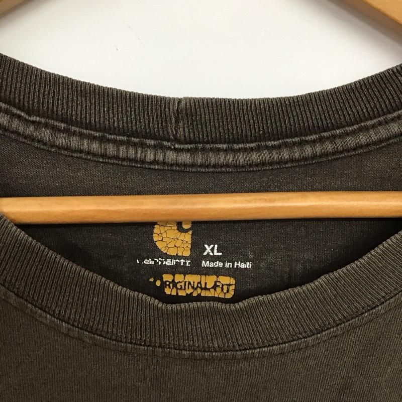 カーハート Carhartt カットソー 長袖 長袖カットソー プリントカットソー クルーネック XL プリント 茶 / ブラウン / brown メンズ USED 古着 中古 10153344