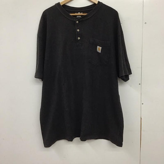 カーハート Carhartt Tシャツ 半袖 半袖カットソー プリントTシャツ ヘンリーネックカットソー XL ロゴ、文字 ダークグレー / ダークグレー / メンズ USED 古着 中古 10153349