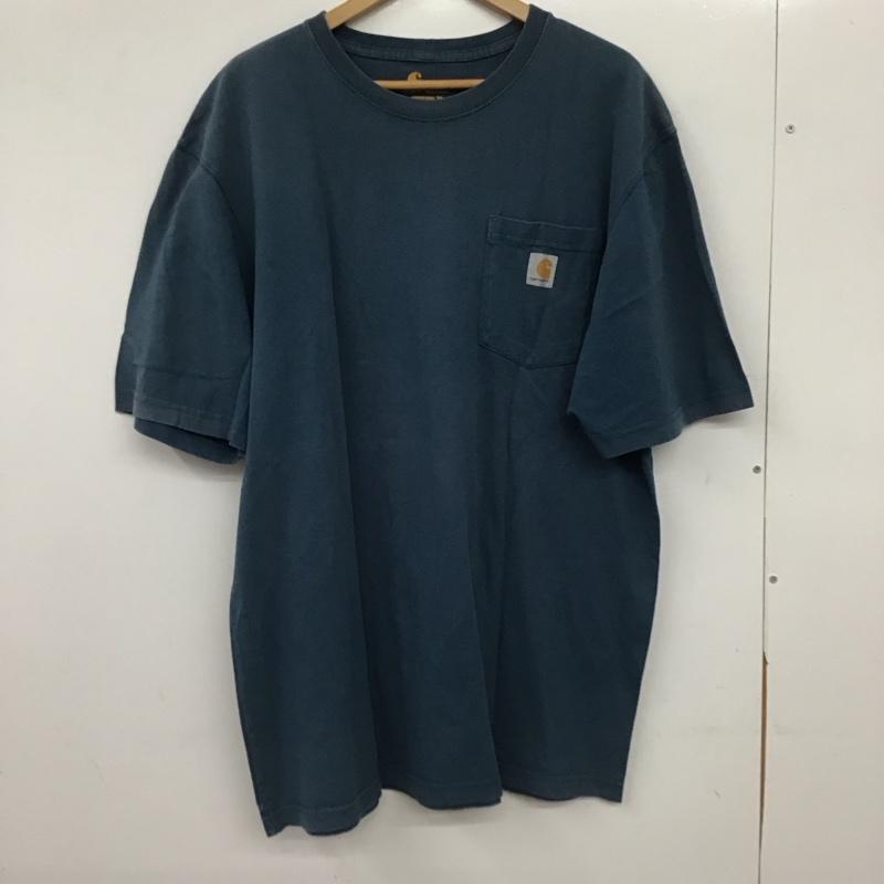 カーハート Carhartt Tシャツ 半袖 K87 984 クルーネック コットン 胸ポケット L ロゴ、文字 青 / ブルー / blue メンズ USED 古着 中古 10153350
