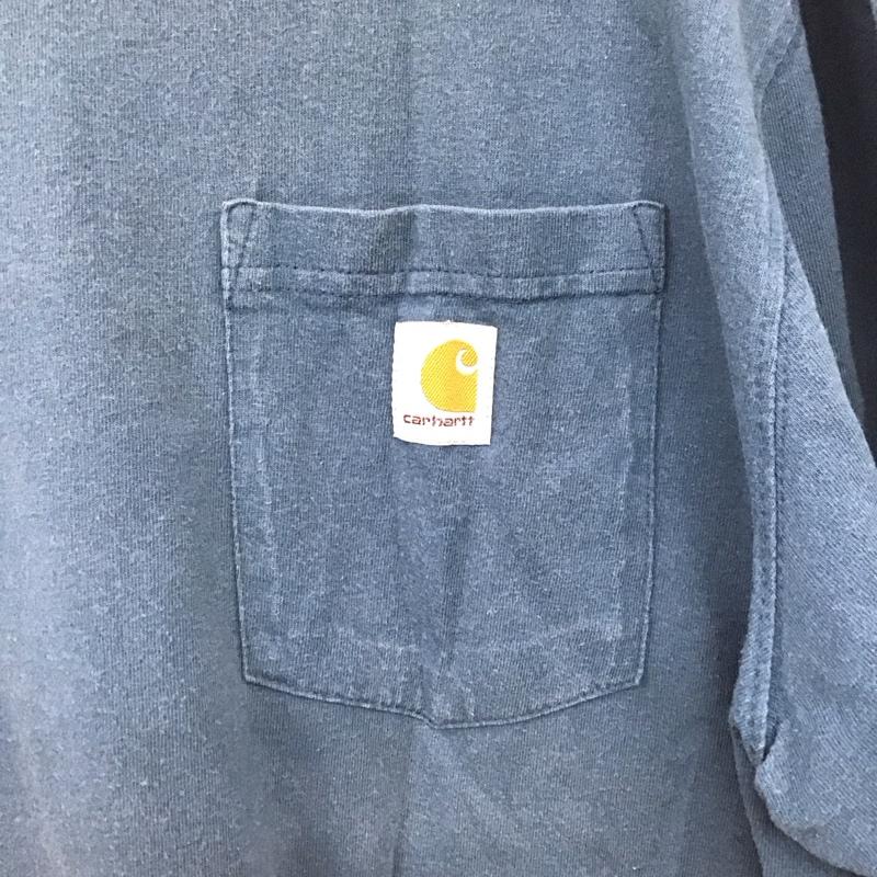 カーハート Carhartt Tシャツ 半袖 K87 984 クルーネック コットン 胸ポケット L ロゴ、文字 青 / ブルー / blue メンズ USED 古着 中古 10153350