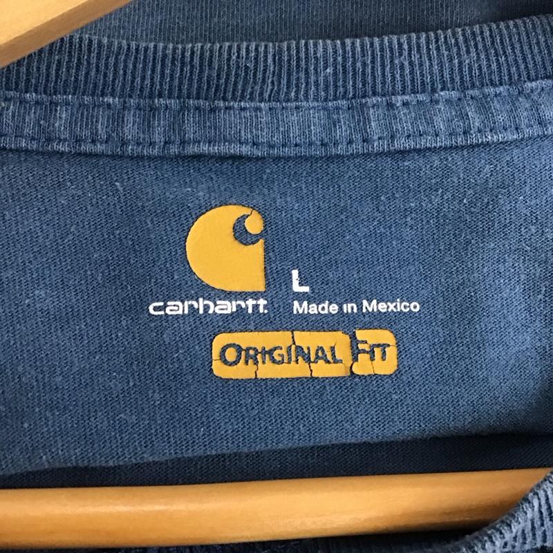 カーハート Carhartt Tシャツ 半袖 K87 984 クルーネック コットン 胸ポケット L ロゴ、文字 青 / ブルー / blue メンズ USED 古着 中古 10153350