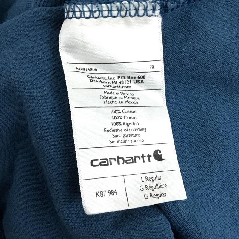 カーハート Carhartt Tシャツ 半袖 K87 984 クルーネック コットン 胸ポケット L ロゴ、文字 青 / ブルー / blue メンズ USED 古着 中古 10153350