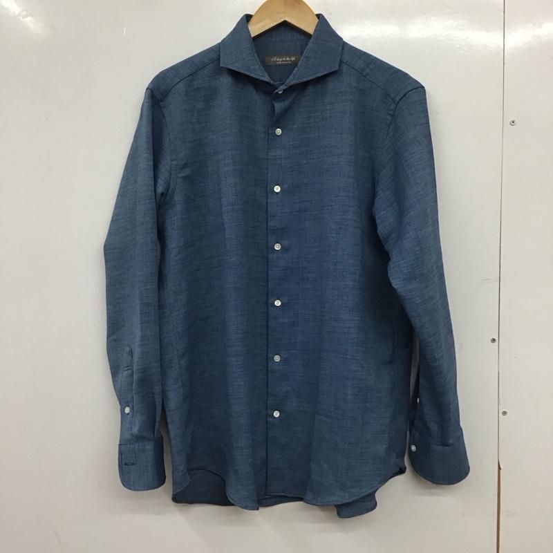 アデイインザライフ ユナイテッドアローズ A day in the life UNITED ARROWS シャツ、ブラウス 長袖 6111-699-0570 リネンライク スラブ ツイル カッタウェイシャツ L 無地 青 / ブルー / blue メンズ USED 古着 中古 10153356