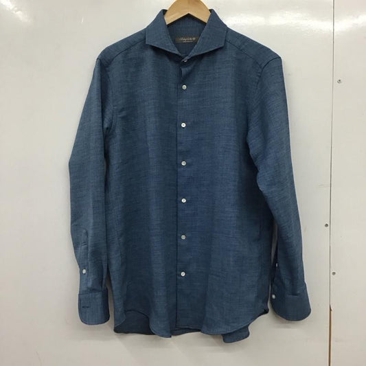 アデイインザライフ ユナイテッドアローズ A day in the life UNITED ARROWS シャツ、ブラウス 長袖 6111-699-0570 リネンライク スラブ ツイル カッタウェイシャツ L 無地 青 / ブルー / blue メンズ USED 古着 中古 10153356