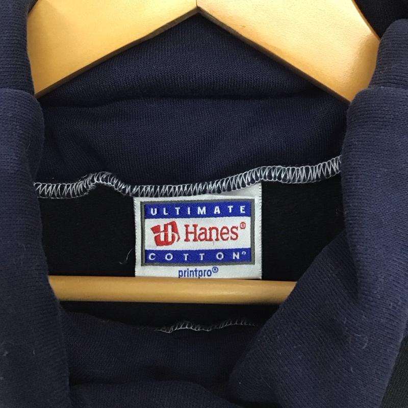 ヘインズ HANES トレーナー 長袖 スウェット プリント 黒 / ブラック / black X 紺 / ネイビー / navy メンズ USED 古着 中古 10153360