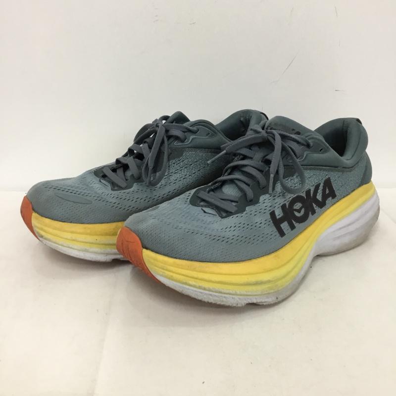 ホカ HOKA スニーカー スニーカー 1123202 GBMS BONDI 8 26cm ランニングシューズ 26.0cm ロゴ、文字 灰 / グレー / gray X 黄 / イエロー / yellow X 白 / ホワイト / white メンズ USED 古着 中古 10153370