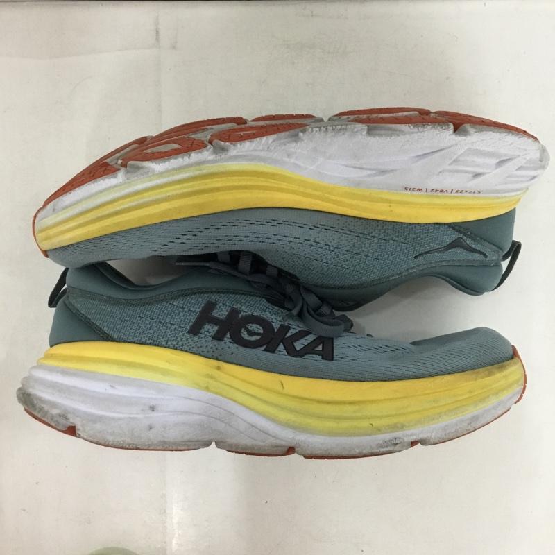 ホカ HOKA スニーカー スニーカー 1123202 GBMS BONDI 8 26cm ランニングシューズ 26.0cm ロゴ、文字 灰 / グレー / gray X 黄 / イエロー / yellow X 白 / ホワイト / white メンズ USED 古着 中古 10153370