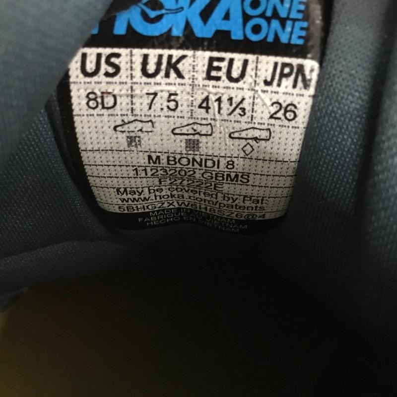 ホカ HOKA スニーカー スニーカー 1123202 GBMS BONDI 8 26cm ランニングシューズ 26.0cm ロゴ、文字 灰 / グレー / gray X 黄 / イエロー / yellow X 白 / ホワイト / white メンズ USED 古着 中古 10153370