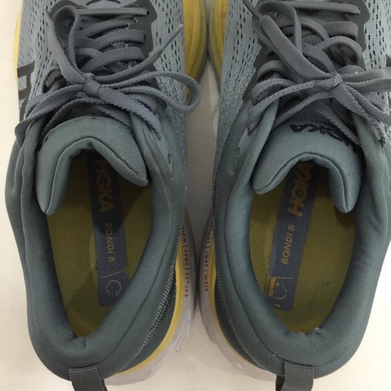 ホカ HOKA スニーカー スニーカー 1123202 GBMS BONDI 8 26cm ランニングシューズ 26.0cm ロゴ、文字 灰 / グレー / gray X 黄 / イエロー / yellow X 白 / ホワイト / white メンズ USED 古着 中古 10153370