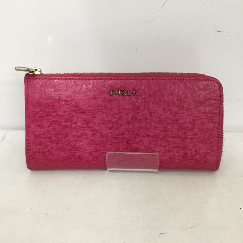 フルラ FURLA 財布 長財布 L字ファスナー ロゴ、文字 桃 / ピンク / pink レディース USED 古着 中古 10153372