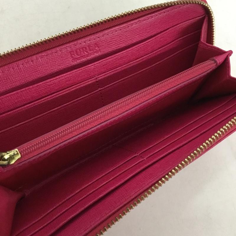 フルラ FURLA 財布 長財布 L字ファスナー ロゴ、文字 桃 / ピンク / pink レディース USED 古着 中古 10153372