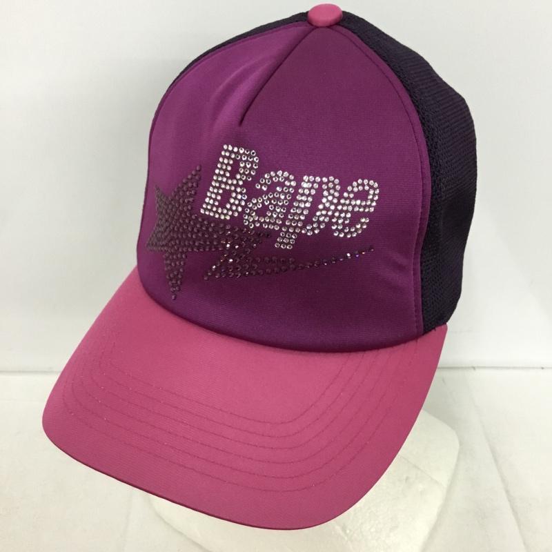 アベイシングエイプ A BATHING APE 帽子 キャップ BAPE STA メッシュキャップ ロゴ、文字 桃 / ピンク / pink X 紫 / パープル / purple メンズ USED 古着 中古 10153377