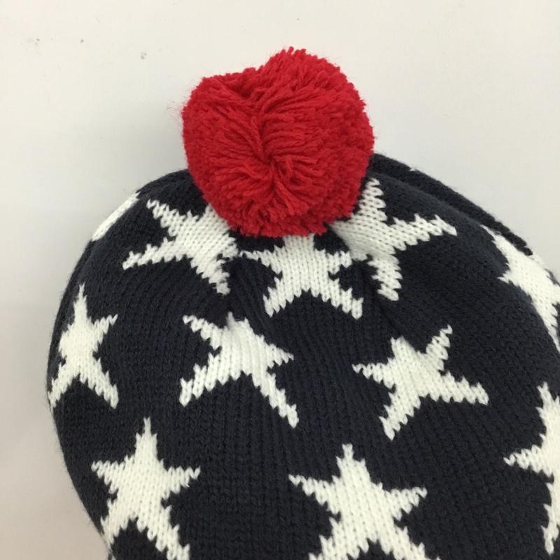 ステューシー STUSSY 帽子 ニット帽 星条旗 ポンポン付き 総柄 紺 / ネイビー / navy X 白 / ホワイト / white X 赤 / レッド / red メンズ USED 古着 中古 10153379