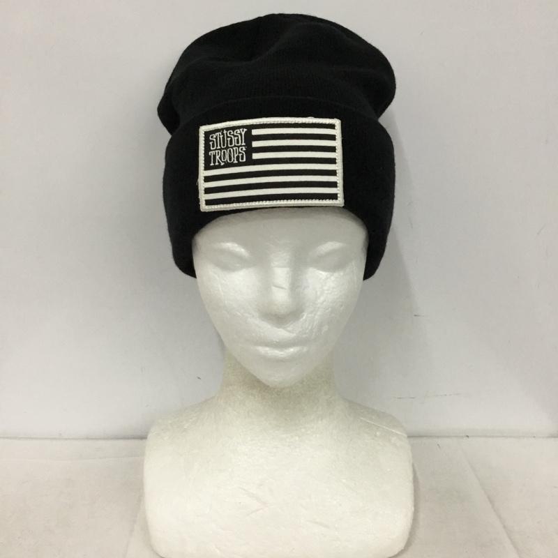 ステューシー STUSSY 帽子 ニット帽 STUSSY TROOPS ビーニー ロゴ、文字 黒 / ブラック / black メンズ USED 古着 中古 10153381