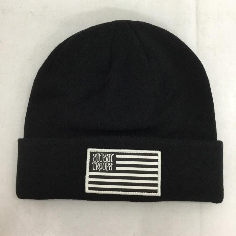 ステューシー STUSSY 帽子 ニット帽 STUSSY TROOPS ビーニー ロゴ、文字 黒 / ブラック / black メンズ USED 古着 中古 10153381