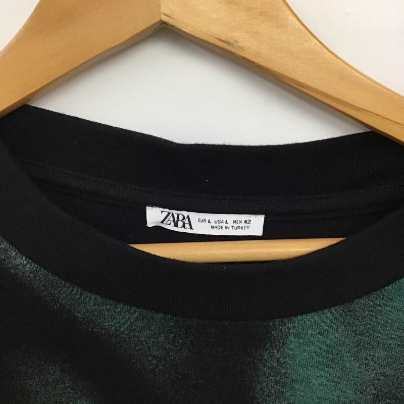 ザラ ZARA トレーナー 長袖 長袖トレーナー スウェット クルーネック プルオーバー L プリント 黒 / ブラック / black メンズ USED 古着 中古 10153384
