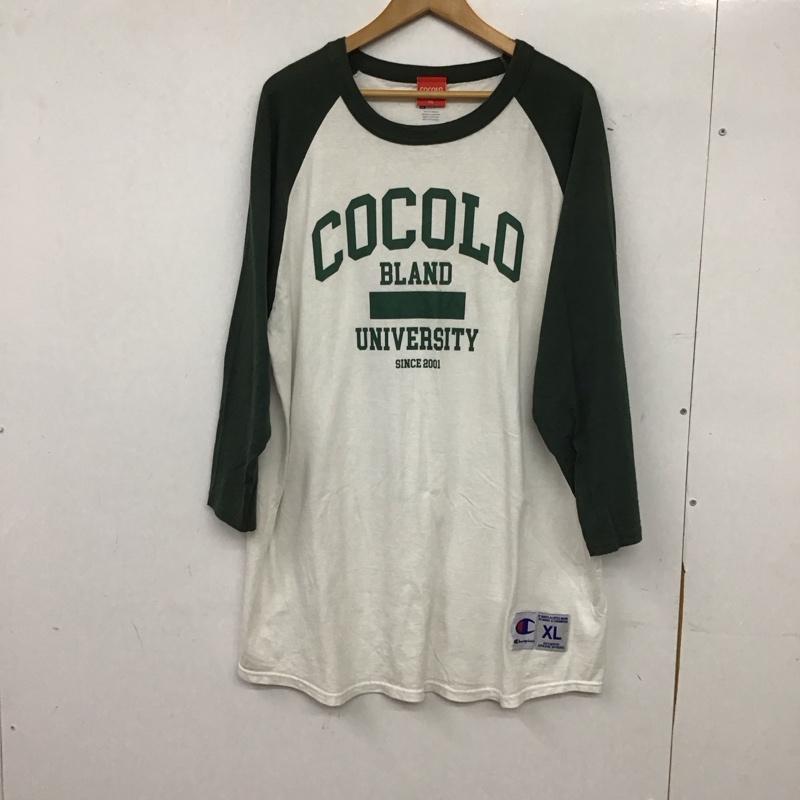 チャンピオン Champion カットソー 長袖 長袖カットソー ラグラン クルーネックカットソー プリントTシャツ XL ロゴ、文字 白 / ホワイト / white X カーキ / カーキ / khaki メンズ USED 古着 中古 10153403