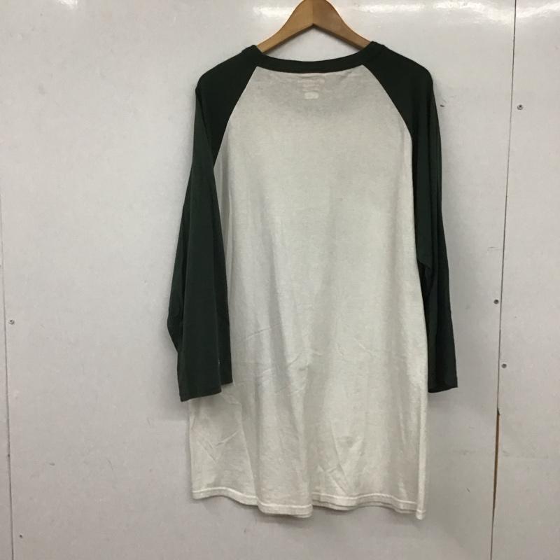 チャンピオン Champion カットソー 長袖 長袖カットソー ラグラン クルーネックカットソー プリントTシャツ XL ロゴ、文字 白 / ホワイト / white X カーキ / カーキ / khaki メンズ USED 古着 中古 10153403