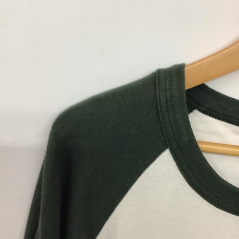 チャンピオン Champion カットソー 長袖 長袖カットソー ラグラン クルーネックカットソー プリントTシャツ XL ロゴ、文字 白 / ホワイト / white X カーキ / カーキ / khaki メンズ USED 古着 中古 10153403