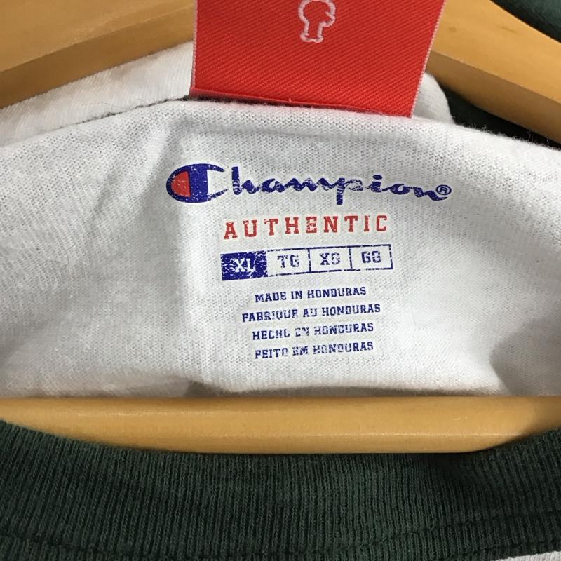 チャンピオン Champion カットソー 長袖 長袖カットソー ラグラン クルーネックカットソー プリントTシャツ XL ロゴ、文字 白 / ホワイト / white X カーキ / カーキ / khaki メンズ USED 古着 中古 10153403