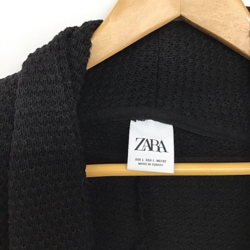 ザラ ZARA カーディガン 長袖 長袖カーディガン 前開き ノーカラー ニット L 無地 ダークグレー / ダークグレー / メンズ USED 古着 中古 10153404