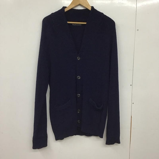 バーニーズ ニューヨーク BARNEYS NEWYORK カーディガン 長袖 長袖ニットカーディガン 前ボタン ノーカラー M 無地 紺 / ネイビー / navy メンズ USED 古着 中古 10153411