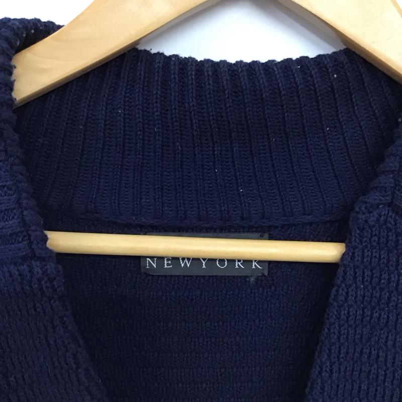 バーニーズ ニューヨーク BARNEYS NEWYORK カーディガン 長袖 長袖ニットカーディガン 前ボタン ノーカラー M 無地 紺 / ネイビー / navy メンズ USED 古着 中古 10153411