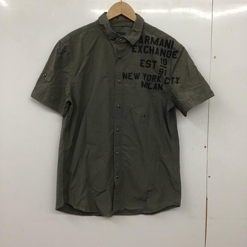 アルマーニエクスチェンジ ARMANI EXCHANGE シャツ、ブラウス 半袖 半袖シャツ プリントシャツ ポケットシャツ M ロゴ、文字 カーキ / カーキ / khaki メンズ USED 古着 中古 10153414
