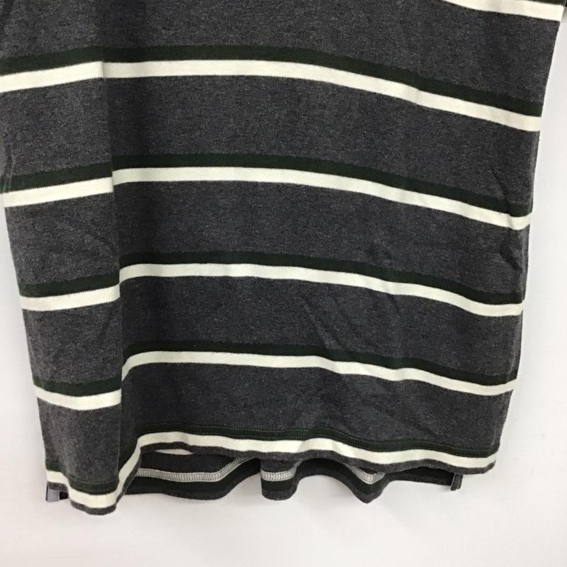 トミーヒルフィガー TOMMY HILFIGER ポロシャツ 半袖 半袖ポロシャツ カラーシャツ 半袖カットソー M ボーダー柄 灰 / グレー / gray メンズ USED 古着 中古 10153415