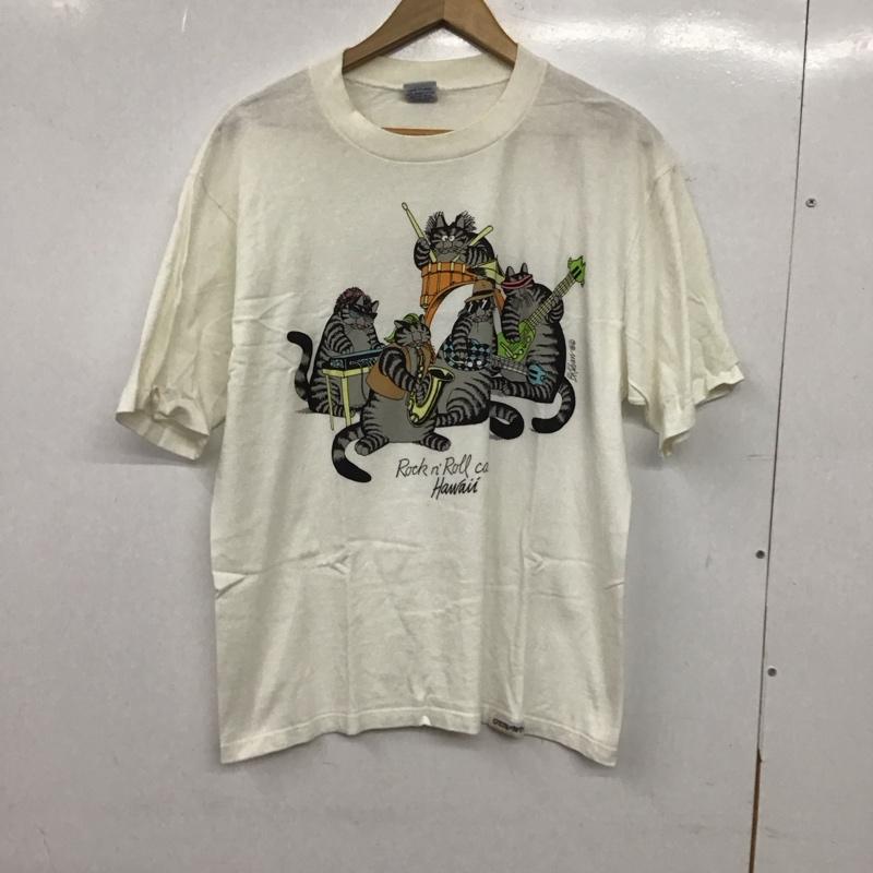 クレイジーシャツ crazy shirts Tシャツ 半袖 半袖カットソー プリントTシャツ クルーネックカットソー M プリント 白 / ホワイト / white メンズ USED 古着 中古 10153418
