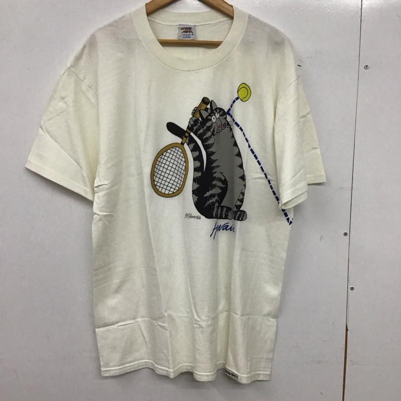 クレイジーシャツ crazy shirts Tシャツ 半袖 半袖カットソー プリントTシャツ クルーネックカットソー L プリント 白 / ホワイト / white メンズ USED 古着 中古 10153423