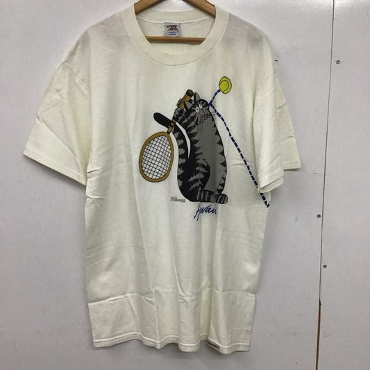 クレイジーシャツ crazy shirts Tシャツ 半袖 半袖カットソー プリントTシャツ クルーネックカットソー L プリント 白 / ホワイト / white メンズ USED 古着 中古 10153423