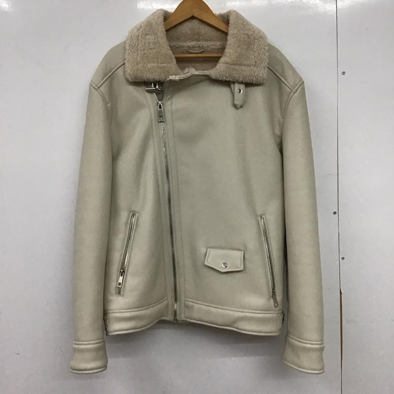 ザラ ZARA ジャケット、上着 ジャンパー、ブルゾン ジップアップジャケット ライダースジャケット アウター L 無地 アイボリー / アイボリー / メンズ USED 古着 中古 10153432
