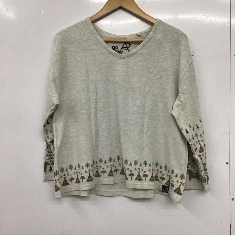 ゴースローキャラバン go slow caravan カットソー 長袖 長袖カットソー プリントカットソー クルーネック 1 プリント 灰 / グレー / gray レディース USED 古着 中古 10153436