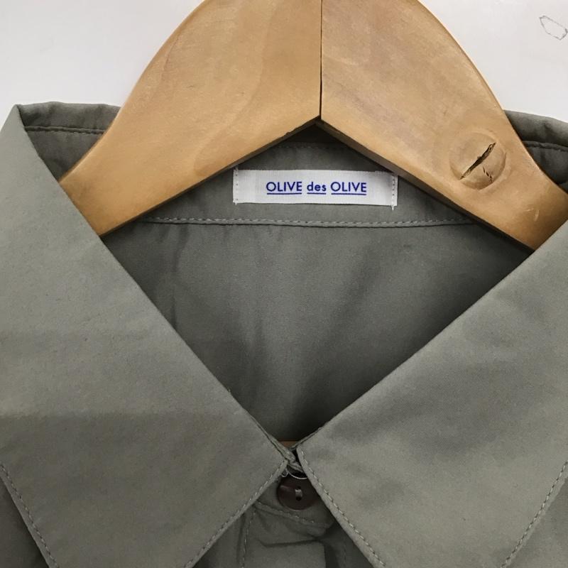 オリーブデオリーブ OLIVE des OLIVE シャツ、ブラウス 半袖 半袖シャツ 刺繍シャツ カラーシャツ ショート丈 M ロゴ、文字 灰 / グレー / gray レディース USED 古着 中古 10153438