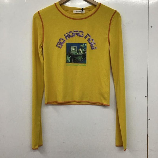 マウジー MOUSSY カットソー 長袖 長袖カットソー プリントカットソー クルーネック FREE プリント 黄 / イエロー / yellow レディース USED 古着 中古 10153441