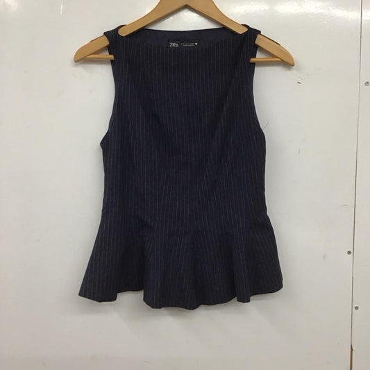 ザラ ZARA カットソー 半袖 ノースリーブカットソー プルオーバー S ストライプ 紺 / ネイビー / navy レディース USED 古着 中古 10153451