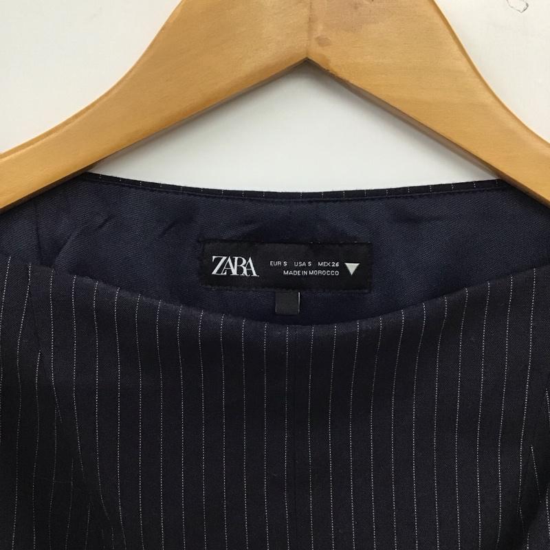 ザラ ZARA カットソー 半袖 ノースリーブカットソー プルオーバー S ストライプ 紺 / ネイビー / navy レディース USED 古着 中古 10153451