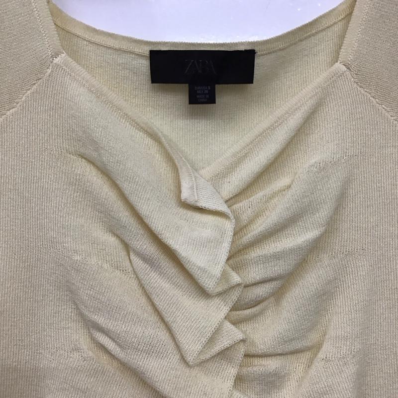 ザラ ZARA カットソー 半袖 ノースリーブカットソー Vネックカットソー S 無地 アイボリー / アイボリー / レディース USED 古着 中古 10153453