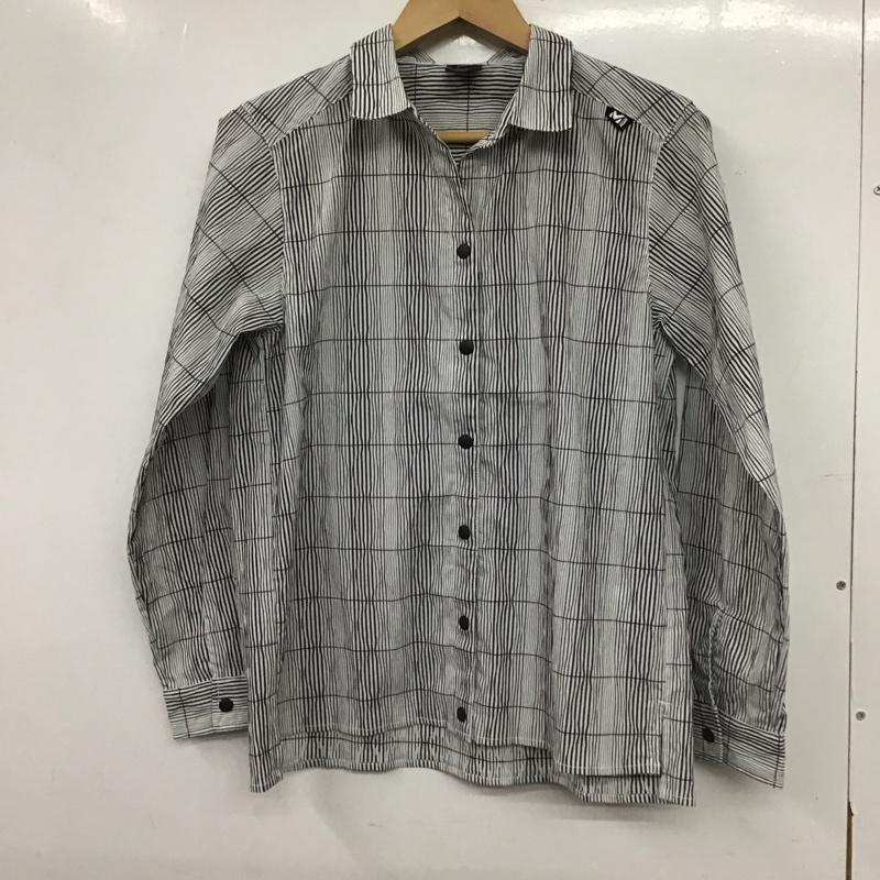 ミレー MILLET シャツ、ブラウス 長袖 長袖シャツ プリントシャツ カラーシャツ S 総柄 白 / ホワイト / white X ダークグレー / ダークグレー / レディース USED 古着 中古 10153454