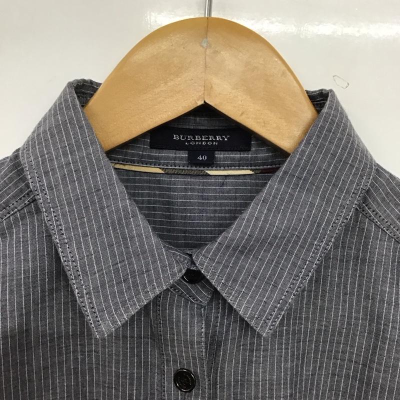 バーバリーロンドン Burberry London シャツ、ブラウス 長袖 長袖シャツ ストライプシャツ カラーシャツ 40 ストライプ 灰 / グレー / gray レディース USED 古着 中古 10153456